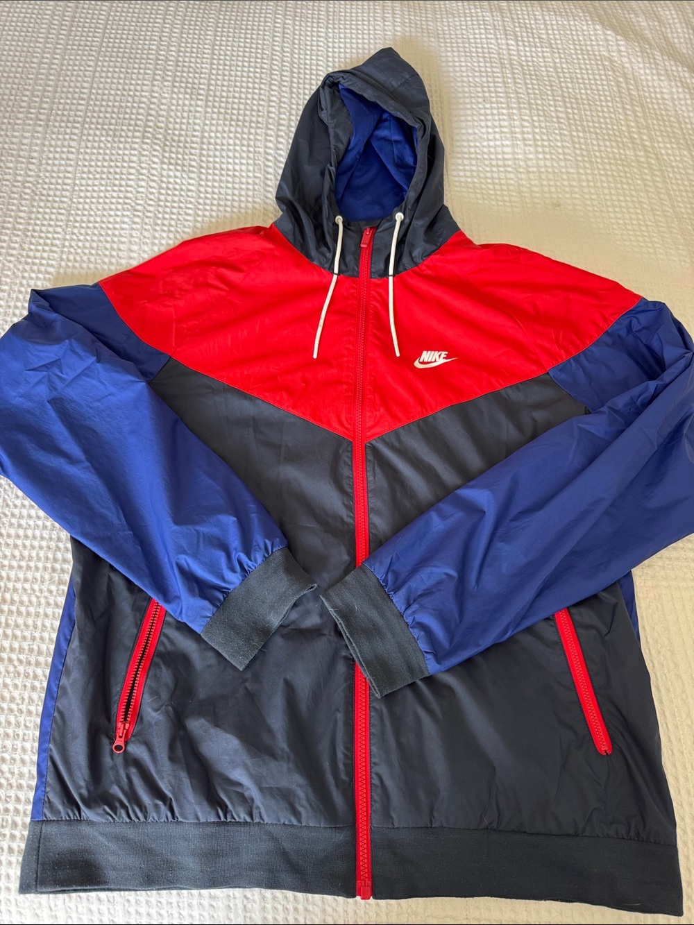 Nike Men’s Red, Navy & Royal Blue Hooded Windbreaker
